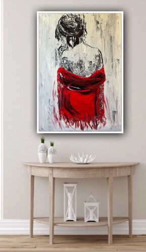 Richter StyLe Abstract Original Oil Painting On Canvas 70x50cm Morning Nude Red