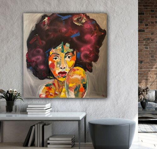 Oka Contemporary Abstract Original Oil Painting 80x80cm Canvas Woman Portrait
