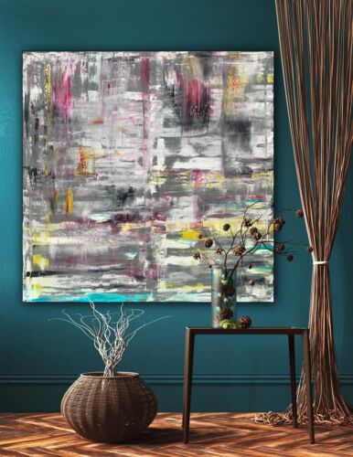 Richter Style Abstract Original Oil Painting On 2cm Canvas 100X100cm Reflection