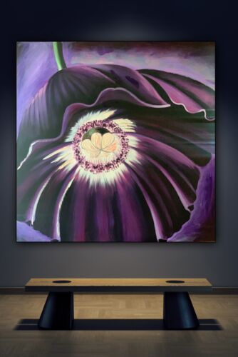 Richter Abstract Original Oil Painting On 2cm Canvas 95cm x 95cm Purple Flower