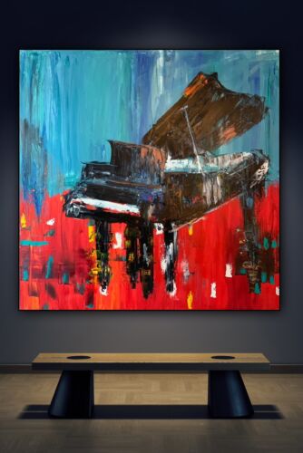 Richter Style Original abstract Oil Painting On Canvas 90X90cm Grand Piano Music
