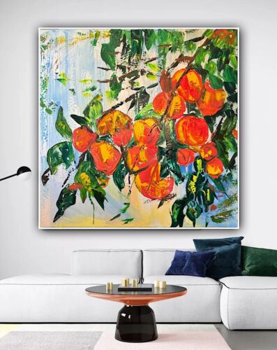 Renour Abstract Original Oil Painting On 77x77cm canvas Textured Orange Tree