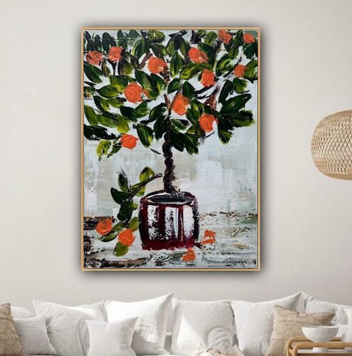 Renour Abstract Original Oil Painting On 80x60cm canvas Textured Orange Tree