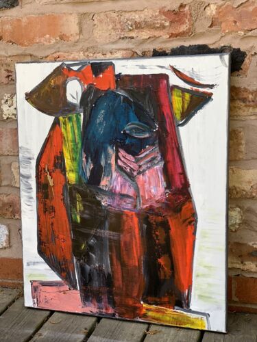 Original abstract Cubism style Oil Painting On Deep 2cm Canvas 50x60cm Owl Tate