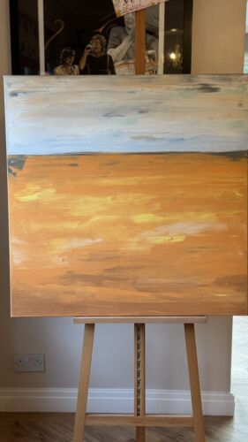 Richter StyLe Abstract Original Oil Painting On Canvas 90x90cm Gold Sands Sea