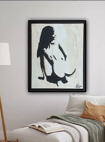 Framed Original Contemporary Abstract Oil Painting On Canvas 48x38cm Nude Oka