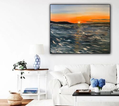 Monet Style Impressionist Abstract original Oil Painting Canvas 50x60cm Ocean 2
