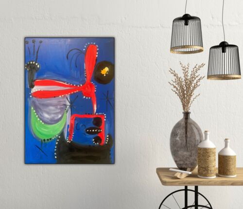 Joan Miro Oil Painting On Canvas 70x50cm Abstract Dedicated To Alberto Et Annete