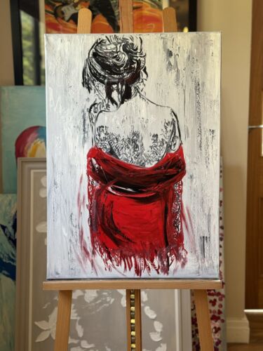 Richter StyLe Abstract Original Oil Painting On Canvas 70x50cm Morning Nude Red
