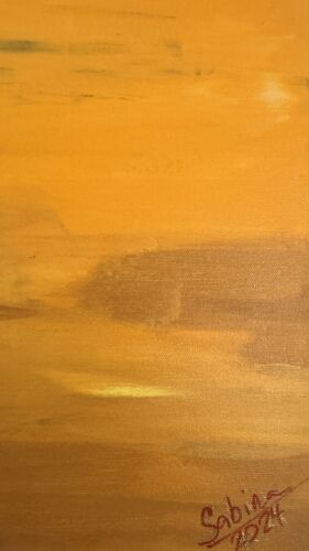 Richter StyLe Abstract Original Oil Painting On Canvas 90x90cm Gold Sands Sea