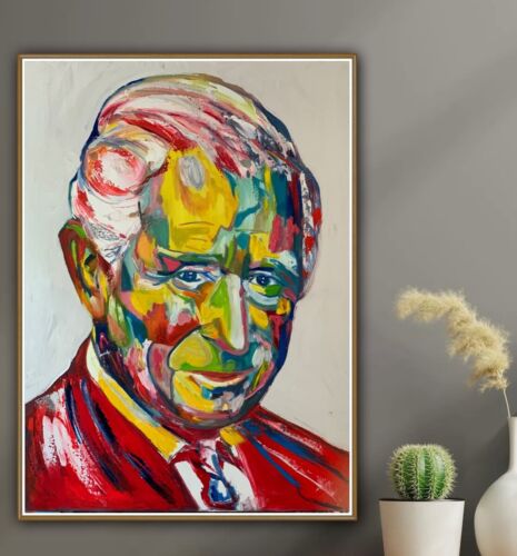 Original Abstract Oil Painting On Canvas 80x60cm King Charles III Coronation portrait