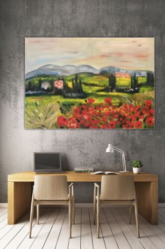 Richter StyLe Abstract Original Oil Painting On Canvas 102x70cm Tuscany Fields
