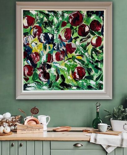 Framed Original Anstract Oil Painting On Canvas 71x71cm Apple Tree 2 Texture Oka