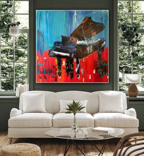 Richter Style Original abstract Oil Painting On Canvas 90X90cm Grand Piano Music