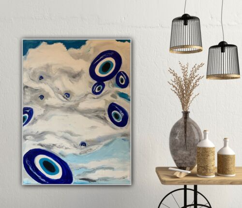 impresionist Abstract Original Oil Painting 2cm Canvas 47x60cm Eye In The Sky
