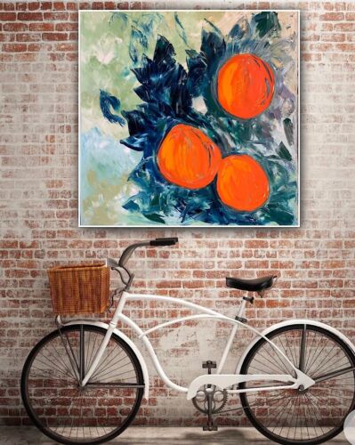 Richter Style Original Abstract Oil Painting On Canvas 80x80cm Orange Tree