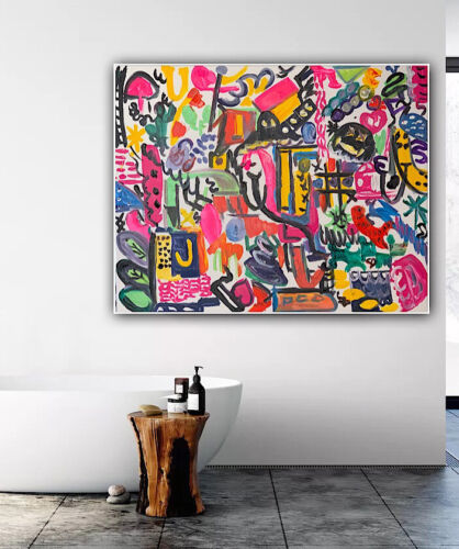 Large Abstract Original Oil Painting On 100x80cm canvas Graffiti Art Vogue Love