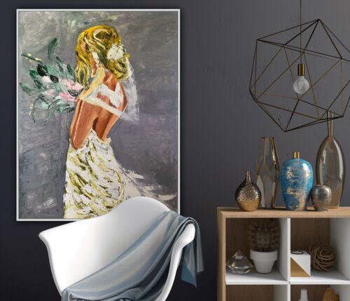 Richter Style Original Abstract Oil Painting On Canvas 100x80cm ‘Wedding Day’ portrait