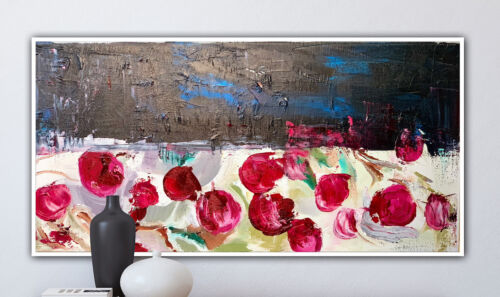 Richter StyLe original Abstract Oil Painting On Canvas 60X30cm Cherries oka