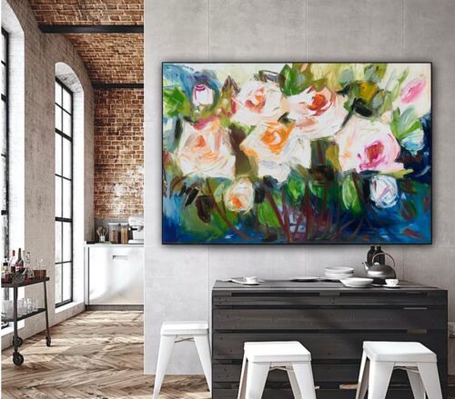 Vugar Mamedov study of Original Oil Painting On Canvas 76x50cm ‘White Roses’