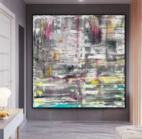 Richter Style Abstract Original Oil Painting On 2cm Canvas 100X100cm Reflection
