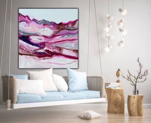 Richter StyLe Abstract Large Oil Painting On Canvas 90x90cm Mountain Meadow Oka