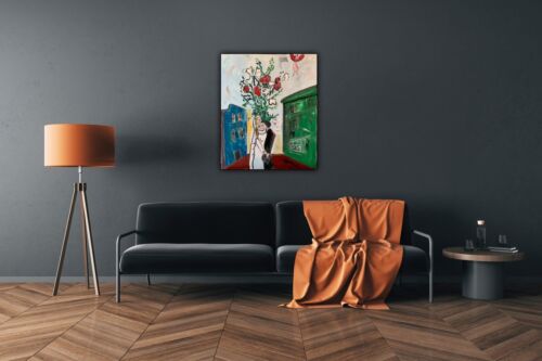 Marc Chagall Rare Abstract Oil Painting On Large Canvas 50x60cm Wedding In Tate