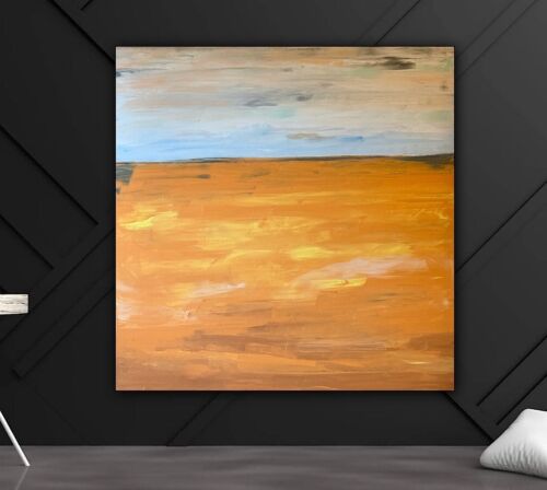 Richter StyLe Abstract Original Oil Painting On Canvas 90x90cm Gold Sands Sea