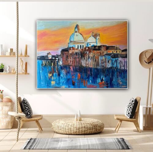 Kandinsky Original Abstract Oil Painting On Canvas 100 X 80cm Venice Landscape