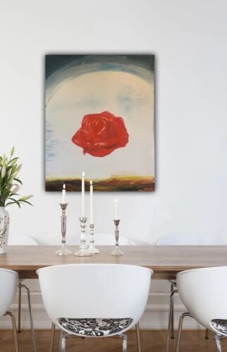 Salvador Dali Surrealist Large Oil Painting On Canvas 50X40cm Meditative Rose study