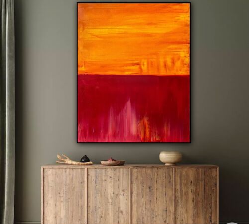 MarK Rothko Style Rustic Abstract Original Oil Painting On Canvas 50x40cm Red