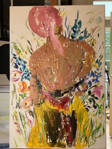 Renoir Style Original Abstract Oil Painting on canvas 90X60cm Woman in a meadow