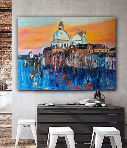 Kandinsky Original Abstract Oil Painting On Canvas 100 X 80cm Venice Landscape