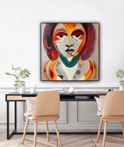Abstract Original Oil Painting On Deep Canvas 60x60cm Morfeo portrait