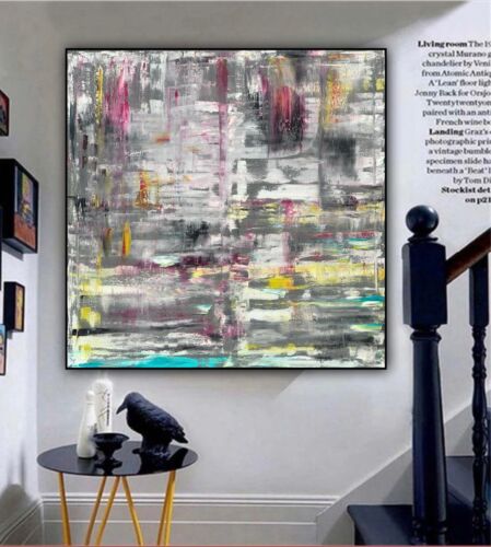 Richter Style Abstract Original Oil Painting On 2cm Canvas 100X100cm Reflection