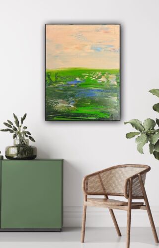 L.S. Lowry Style Original Oil Painting On Canvas 30x23cm ‘Lake District’ Lands