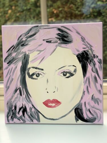 Original Abstract Oil Painting On Canvas 40x40Cm Pop Art Debbie Harry (pink) music