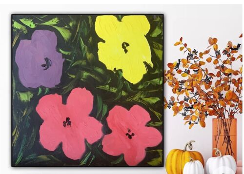 Andy Warhol Style Abstract Oil Painting On Canvas 40cm X 40cm Large Pop Art study