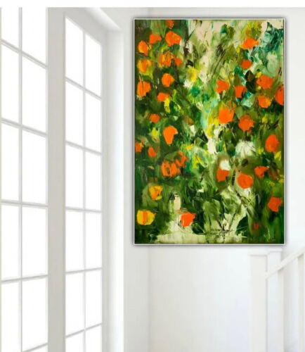 Richter Style Original Abstract Oil Painting On 90X 60cm Canvas Orange Tree