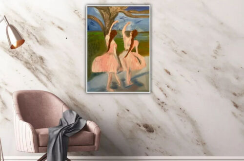 Edgar Degas Rare Oil Painting On Canvas Size 50cm X 70cm ‘Dancers In Pink’ music