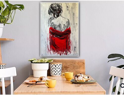 Richter StyLe Abstract Original Oil Painting On Canvas 70x50cm Morning Nude Red