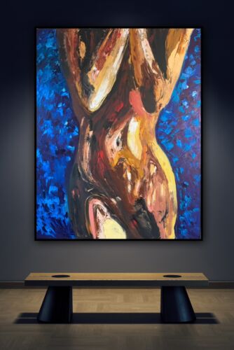 Large Abstract Original Oil Painting On 100x77cm canvas Sculpture Nude Unframed