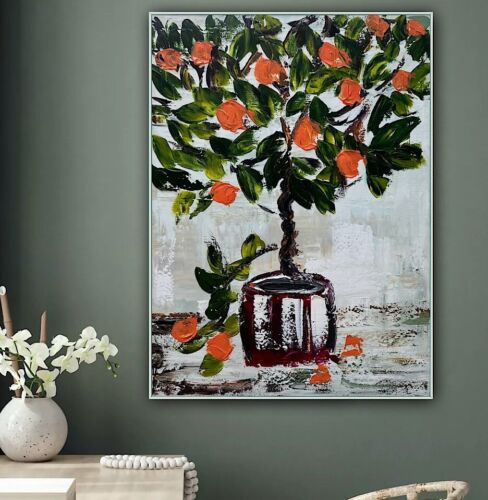 Renour Abstract Original Oil Painting On 80x60cm canvas Textured Orange Tree