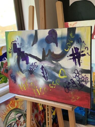 Graffiti art abstract original Oil Painting On 16mm Canvas 50cm X 70cm ‘Woman’