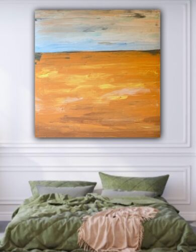Richter StyLe Abstract Original Oil Painting On Canvas 90x90cm Gold Sands Sea