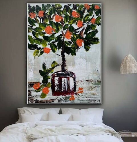 Renour Abstract Original Oil Painting On 80x60cm canvas Textured Orange Tree