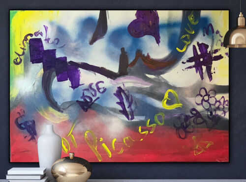 Graffiti art abstract original Oil Painting On 16mm Canvas 50cm X 70cm ‘Woman’
