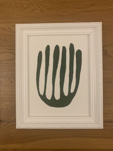 Framed Rare Eferi Plant Dark Green White Oil Painting On Canvas 22 X 18cm In Oka floral