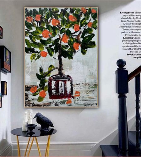Renour Abstract Original Oil Painting On 80x60cm canvas Textured Orange Tree