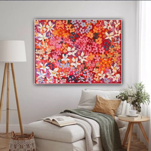 Framed Original Abstract Oil Painting On Canvas 121x92cm Summer Garden Textured floral